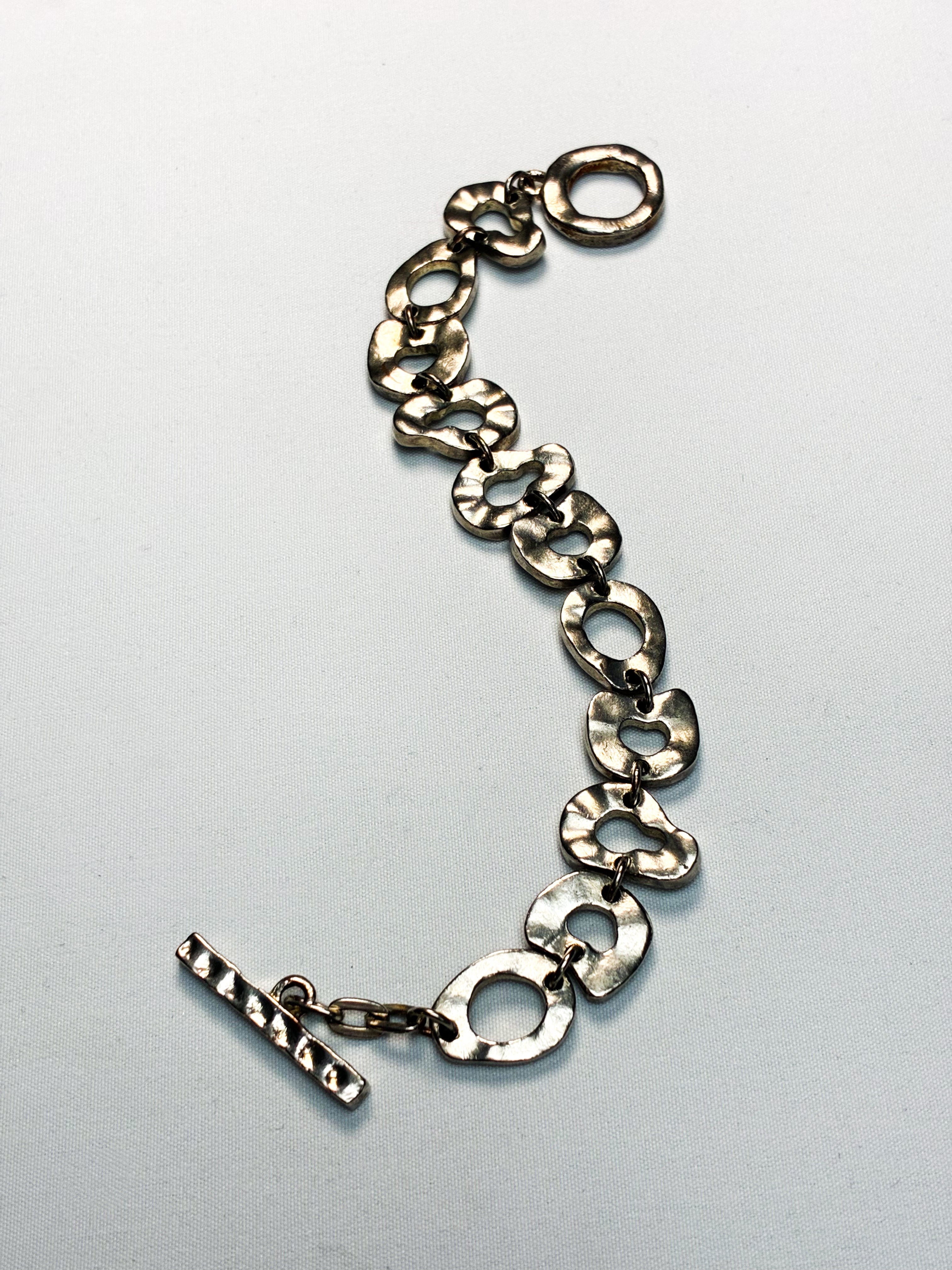 Biche de Bère 1990s Silver-Tone Hammered Ring Link Bracelet