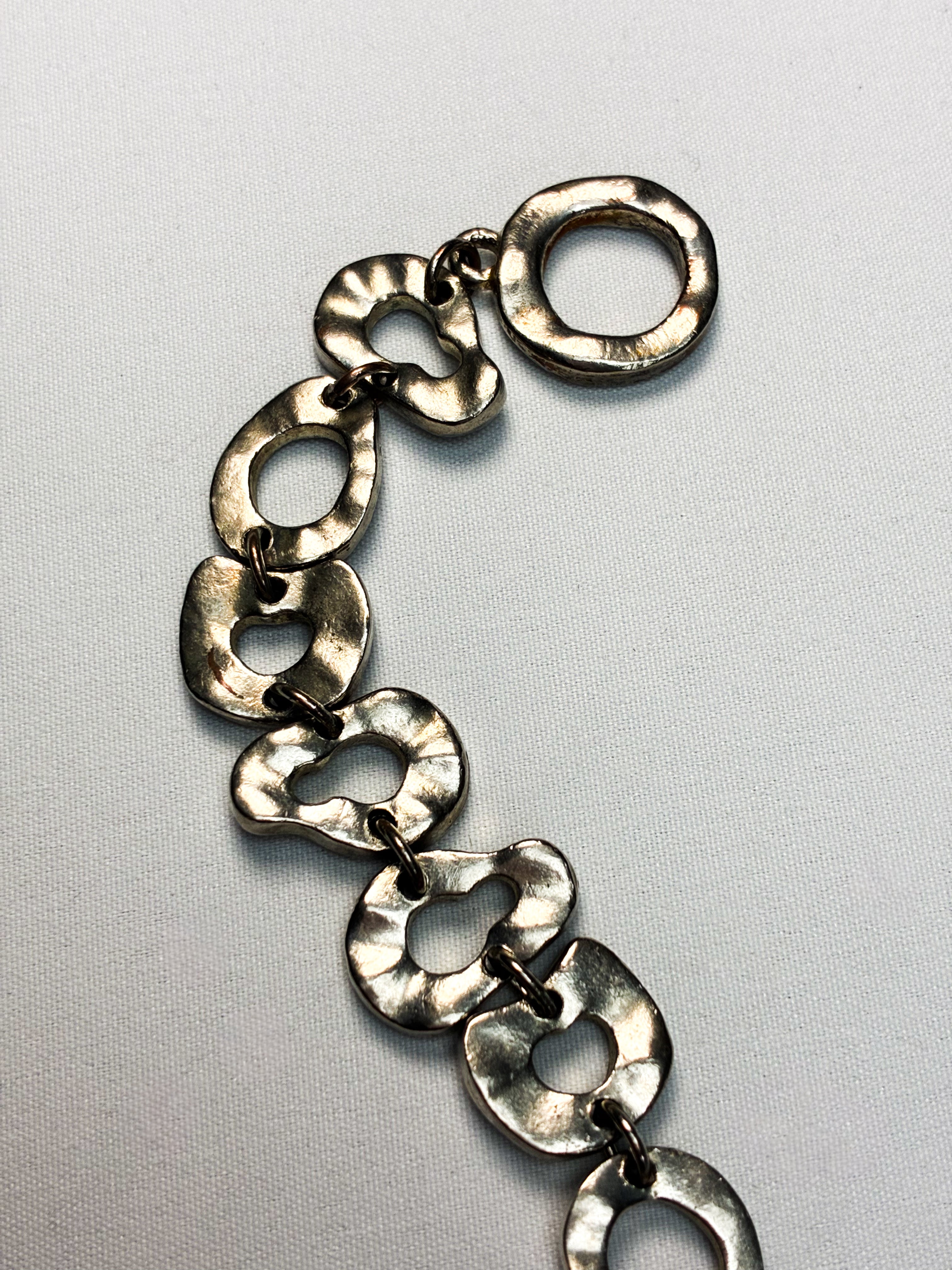 Biche de Bère 1990s Silver-Tone Hammered Ring Link Bracelet