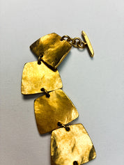 Il Était Une Fois 1990s Hammered Gold Panel Bracelet & Earrings Set