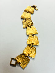 Il Était Une Fois 1990s Hammered Gold Panel Bracelet & Earrings Set