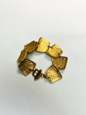 Il Était Une Fois 1990s Hammered Gold Panel Bracelet & Earrings Set