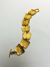 Il Était Une Fois 1990s Hammered Gold Panel Bracelet & Earrings Set