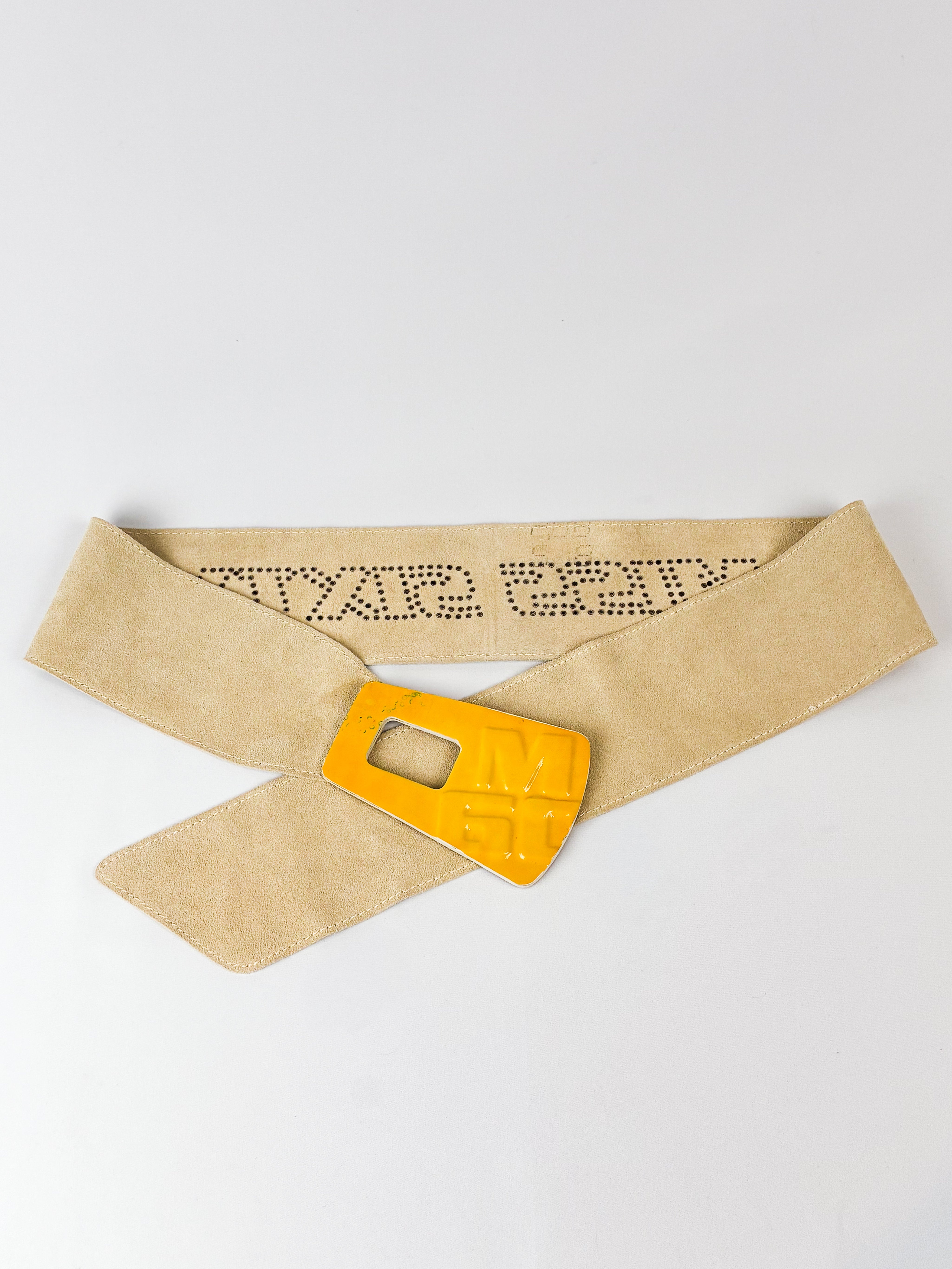 Miss Sixty 2000s Rhinestone Logo Suede Snap Belt - L