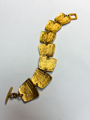 Il Était Une Fois 1990s Hammered Gold Panel Bracelet & Earrings Set
