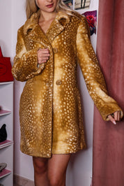 Miss Sixty Deer Printed Faux Fur Coat