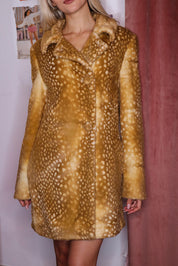 Miss Sixty Deer Printed Faux Fur Coat