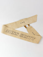 Miss Sixty 2000s Rhinestone Logo Suede Snap Belt - L