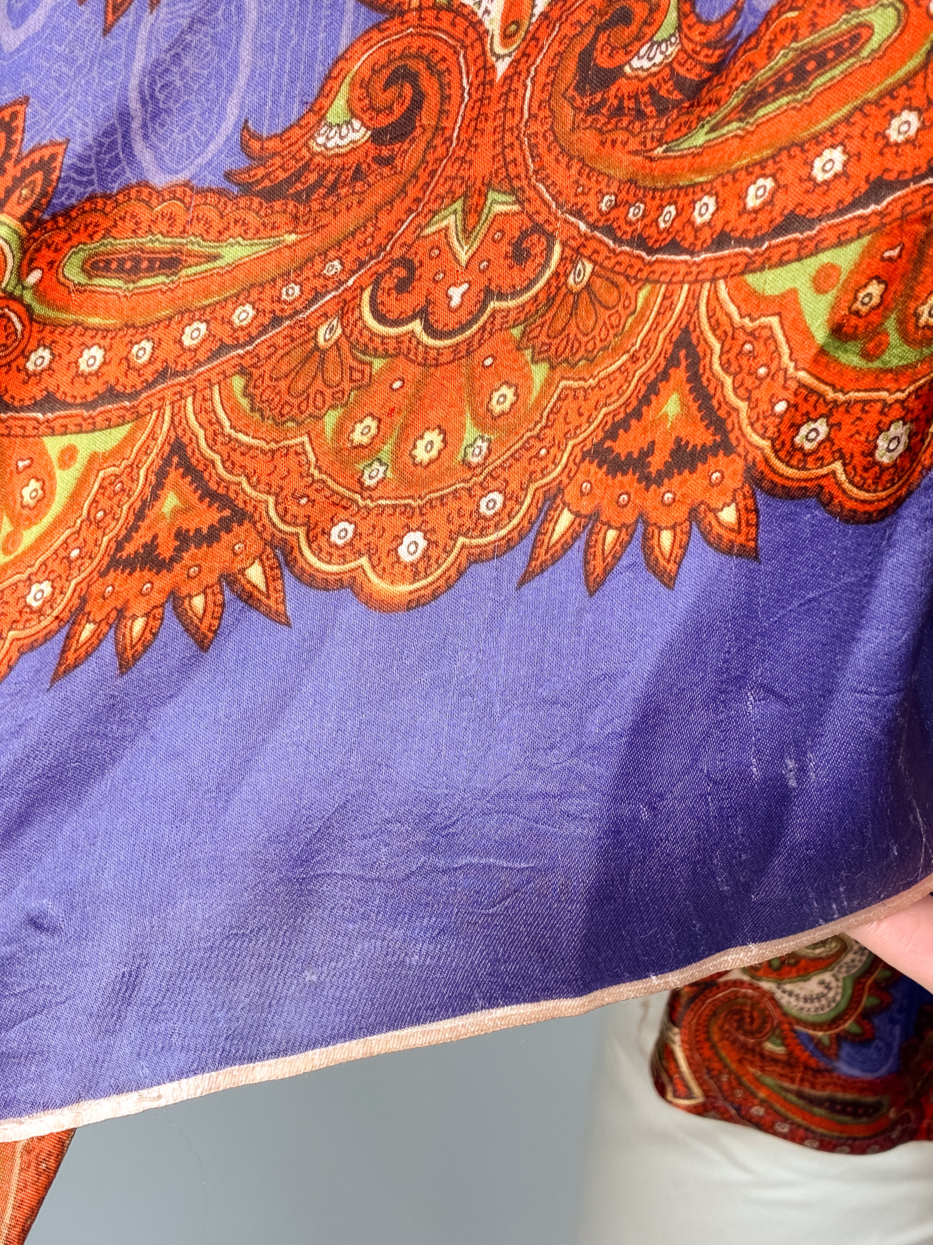 2000s Purple Red Paisley Off-Shoulder Angel-Sleeve Boho Blouse - S/M