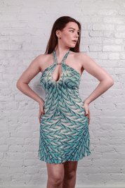 Roberto Cavalli Feather Print Halter Dress