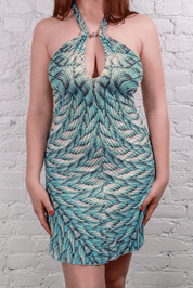 Roberto Cavalli Feather Print Halter Dress