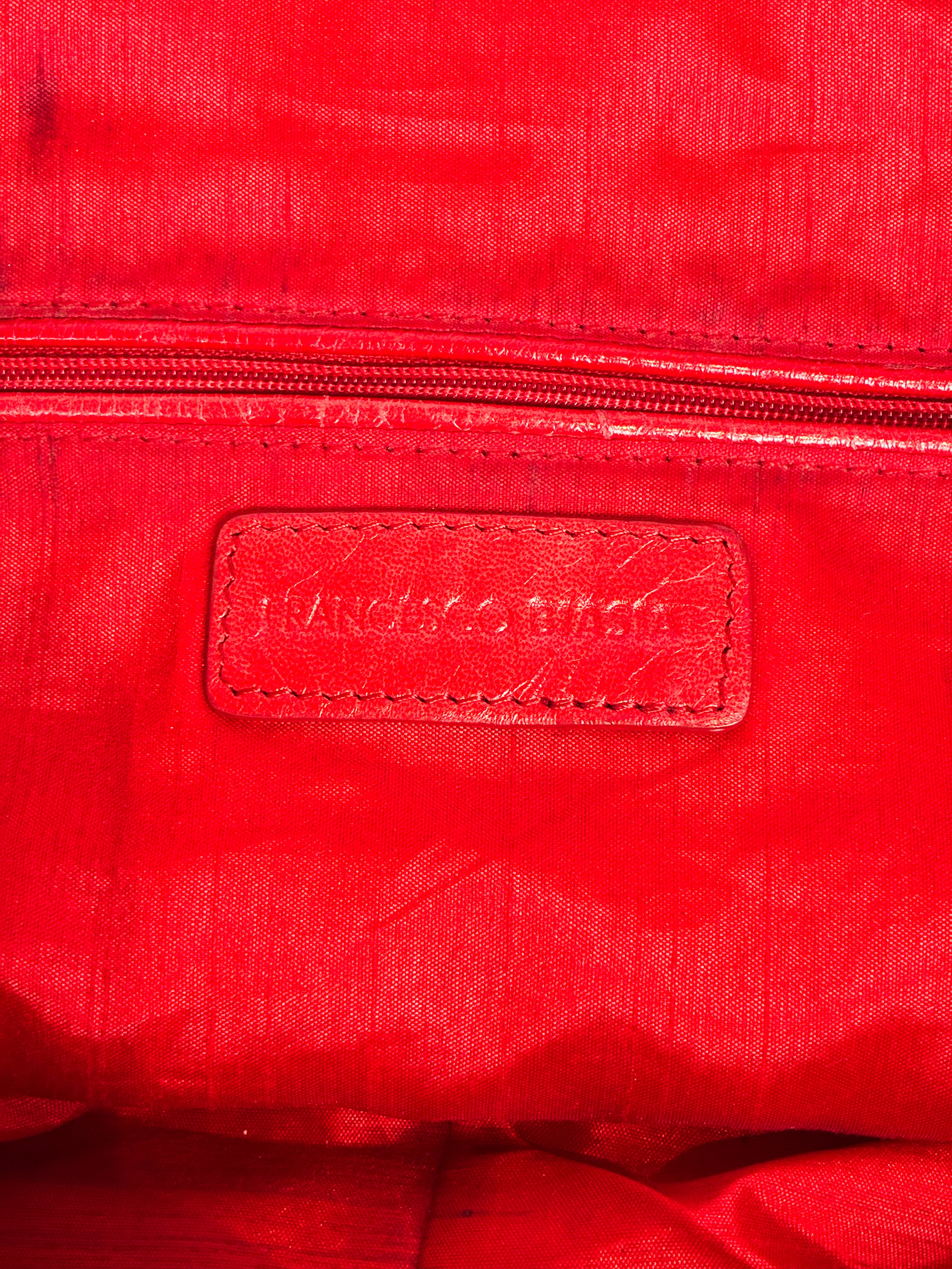 Francesco Biasia 2000s Red Studded Leather Bowling Bag