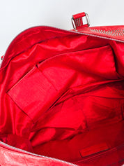 Francesco Biasia 2000s Red Studded Leather Bowling Bag