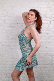 Roberto Cavalli Feather Print Halter Dress