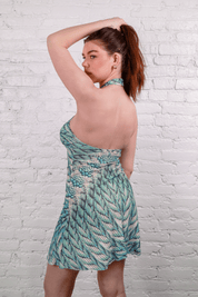 Roberto Cavalli Feather Print Halter Dress