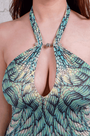 Roberto Cavalli Feather Print Halter Dress