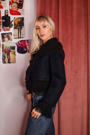Moschino Black Mohair Fringe Jacket