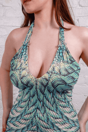 Roberto Cavalli Feather Print Halter Dress