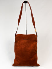 Alberta Ferretti 2000s Rust Suede Psychedelic Swirl Shoulder Bag