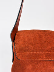 Alberta Ferretti 2000s Rust Suede Psychedelic Swirl Shoulder Bag