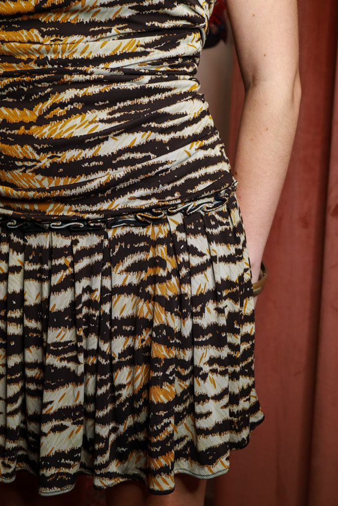 D&G Tiger Print Ruched Mini Dress