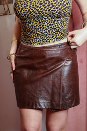 Brown Leather Mini Skirt