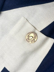 Moschino Cheap and Chic 1990s Navy & Cream Color-Block Blazer with Coin Belt - S/M