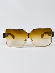 Gianfranco Ferré 2000s Gold Shield Sunglasses with Amber Gradient Lens