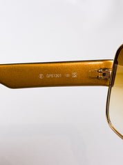 Gianfranco Ferré 2000s Gold Shield Sunglasses with Amber Gradient Lens