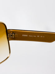 Gianfranco Ferré 2000s Gold Shield Sunglasses with Amber Gradient Lens