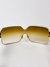 Gianfranco Ferré 2000s Gold Shield Sunglasses with Amber Gradient Lens