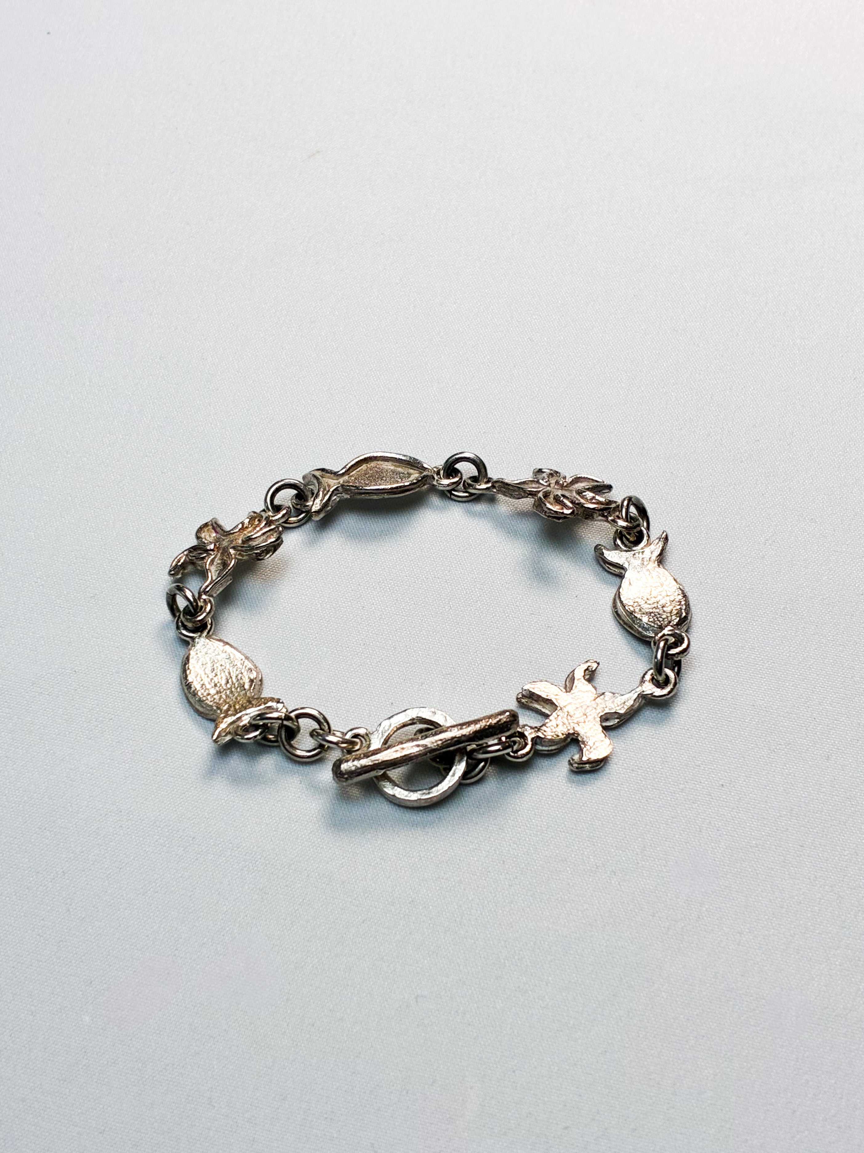 Il Était Une Fois 1990s Silver-Tone Sea Motif Link Bracelet