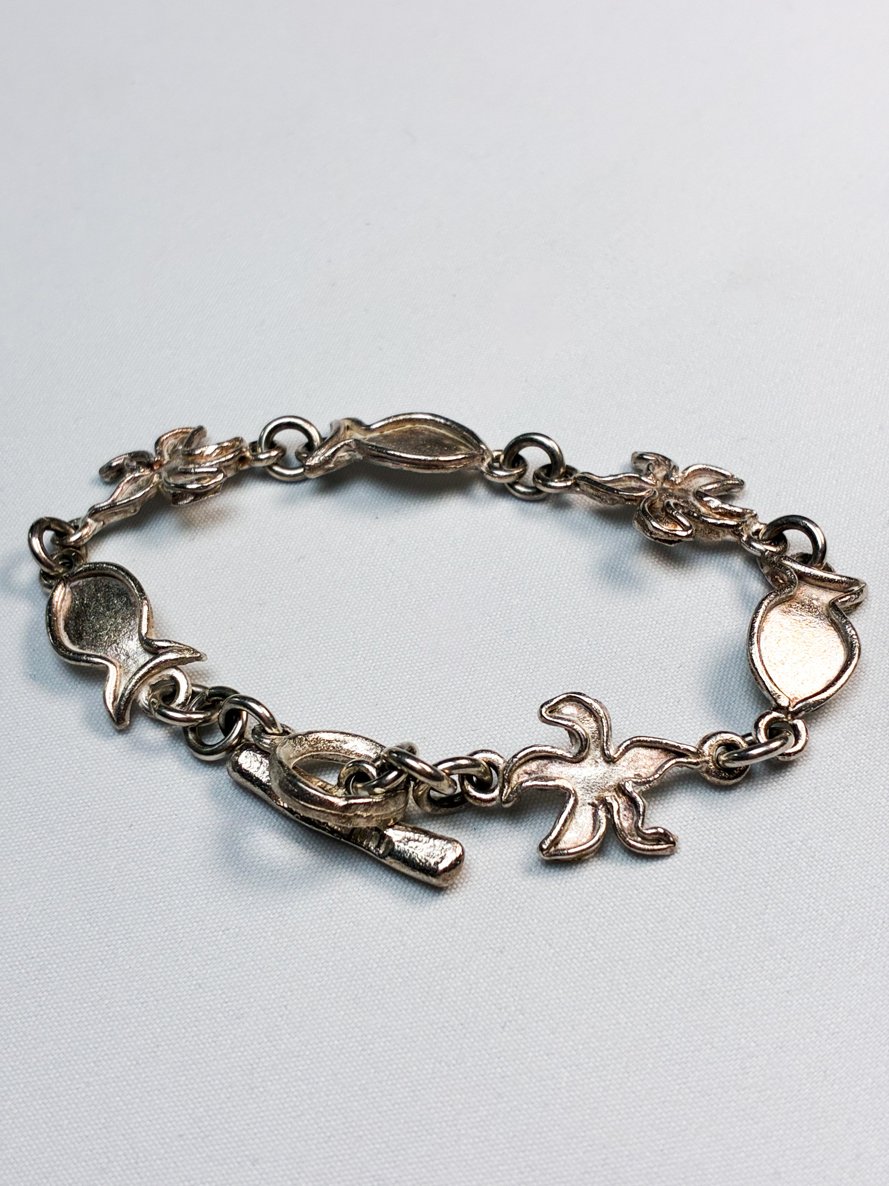 Il Était Une Fois 1990s Silver-Tone Sea Motif Link Bracelet