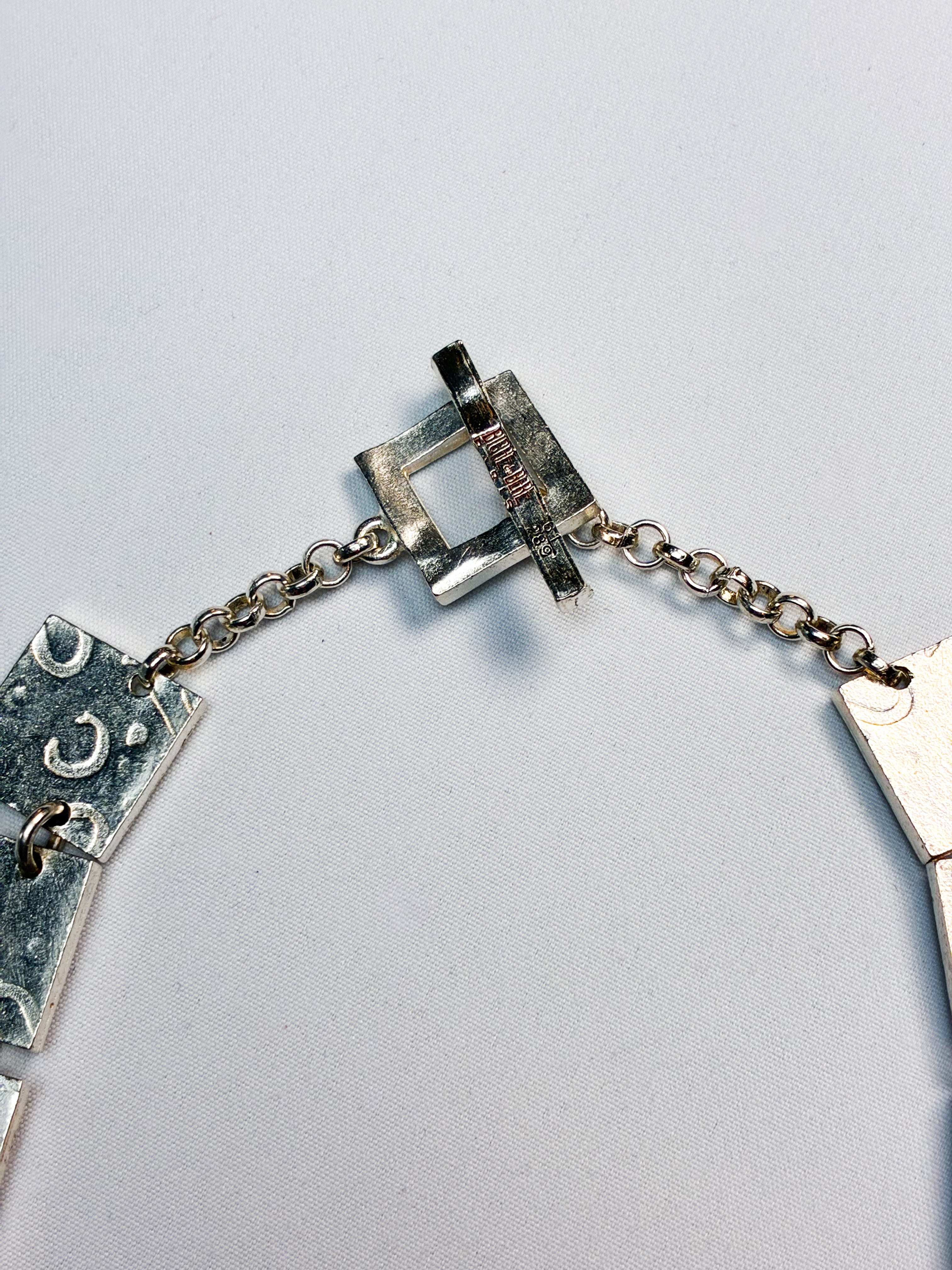 Biche de Bère 1990s Silver-Tone Stamped Panel Collar Necklace