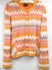 Missoni 2000s Orange Chevron Knit Cardigan - M/L