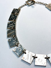 Biche de Bère 1990s Silver-Tone Stamped Panel Collar Necklace
