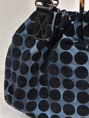 Kenzo 2000s Blue and Black Polka Dot Suede Shoulder Bag