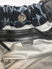 Kenzo 2000s Blue and Black Polka Dot Suede Shoulder Bag