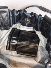 Kenzo 2000s Blue and Black Polka Dot Suede Shoulder Bag