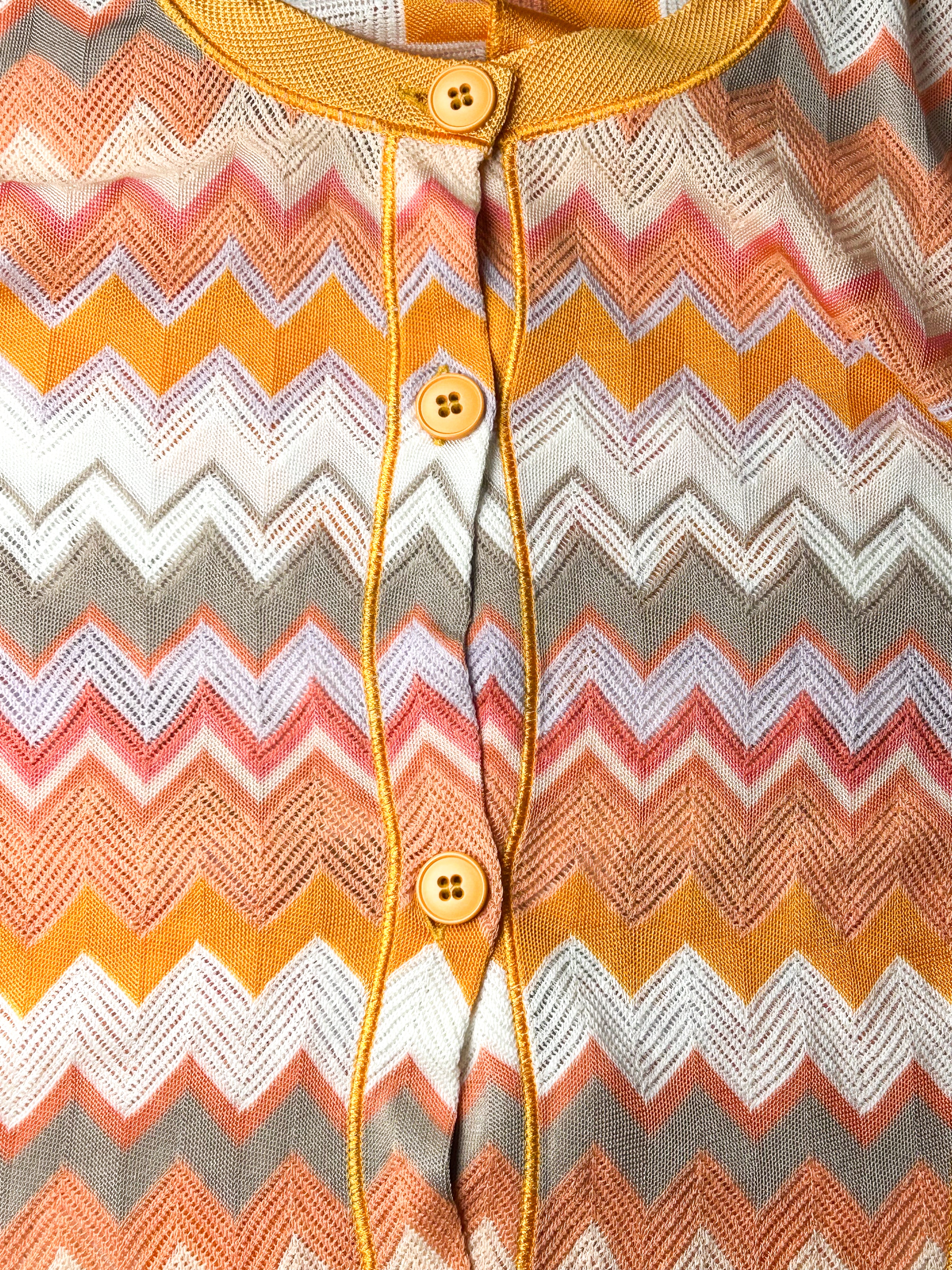 Missoni 2000s Orange Chevron Knit Cardigan - M/L