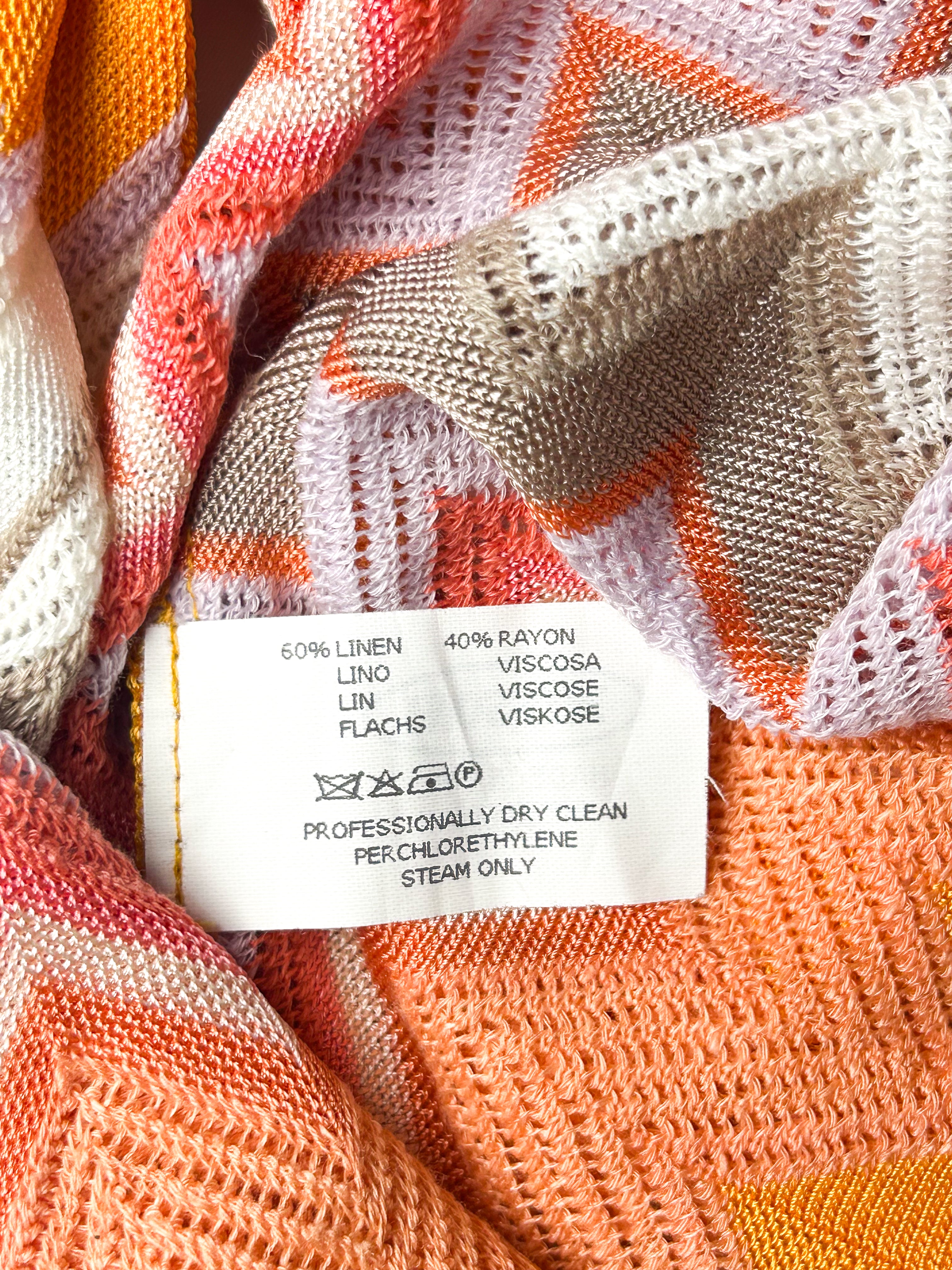 Missoni 2000s Orange Chevron Knit Cardigan - M/L
