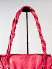 Michael Rome Designs 2000s Pink Leather Studded Drawstring Shoulder Bag