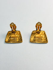 Il Était Une Fois 1990s Hammered Gold Panel Bracelet & Earrings Set
