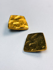 Il Était Une Fois 1990s Hammered Gold Panel Bracelet & Earrings Set
