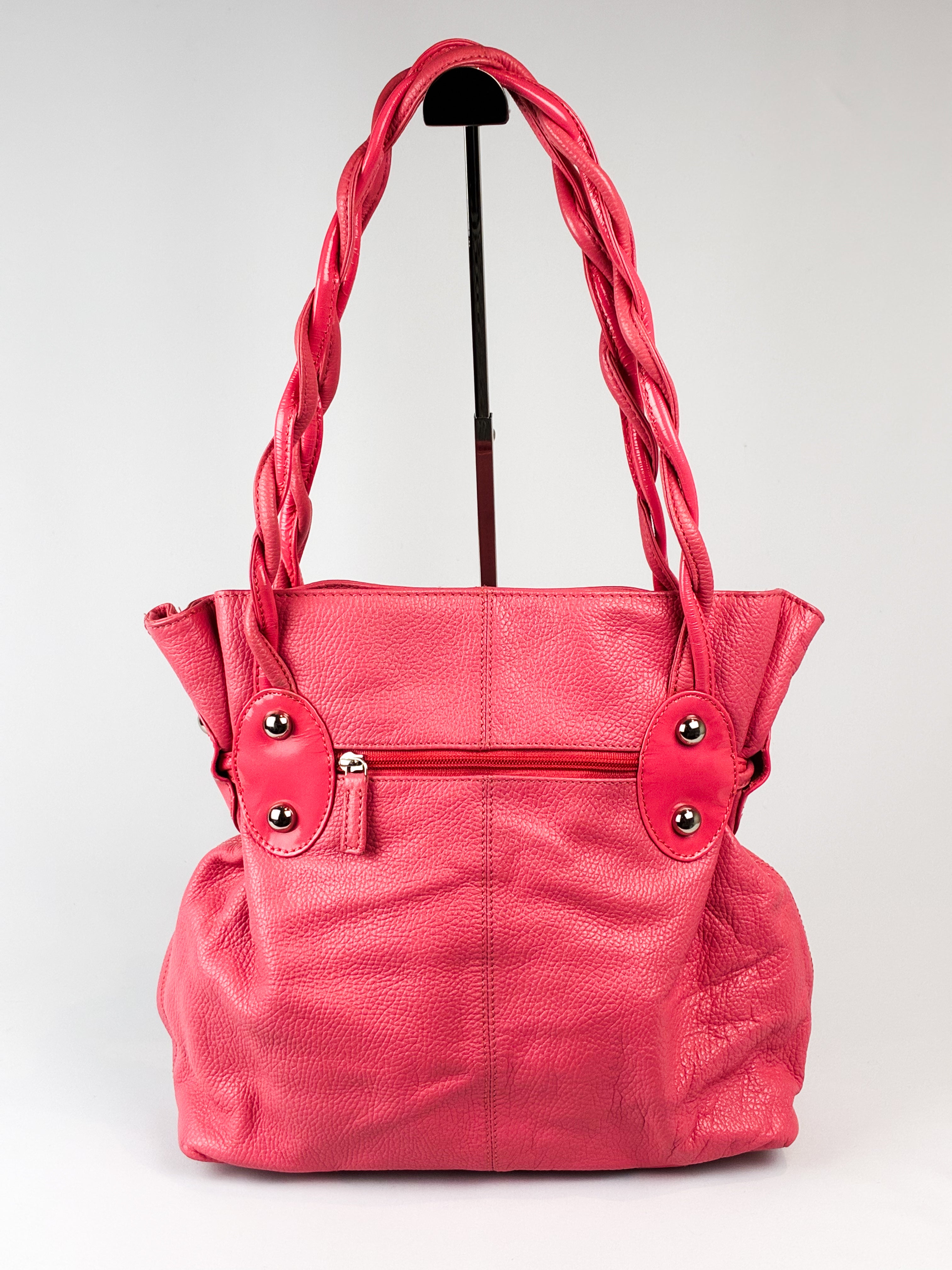 Michael Rome Designs 2000s Pink Leather Studded Drawstring Shoulder Bag
