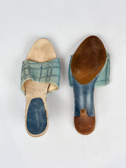 Elizabeth Stuart 2000s Sage Croc-Embossed Slide Mules - As Is - 37