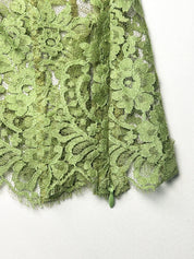 D&G Dolce & Gabbana 2000s Green Floral Lace V-Neck Top - XS