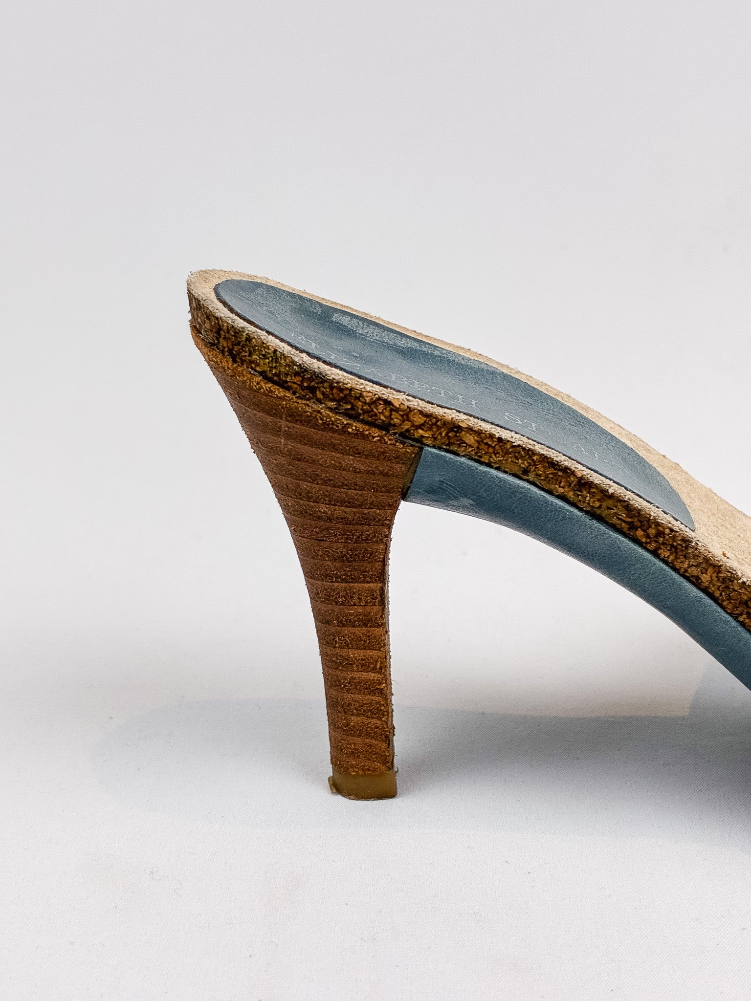 Elizabeth Stuart 2000s Sage Croc-Embossed Slide Mules - As Is - 37