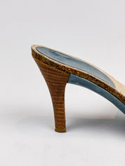 Elizabeth Stuart 2000s Sage Croc-Embossed Slide Mules - As Is - 37