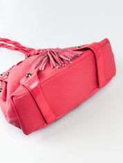 Michael Rome Designs 2000s Pink Leather Studded Drawstring Shoulder Bag