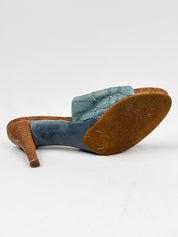 Elizabeth Stuart 2000s Sage Croc-Embossed Slide Mules - As Is - 37